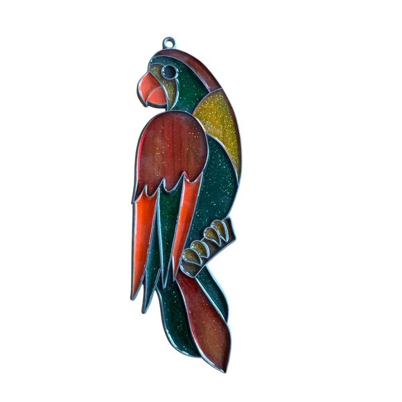 Stained Glass Parrot Suncatcher Hanging Ornament Art Decor - Picture 1 of 6
